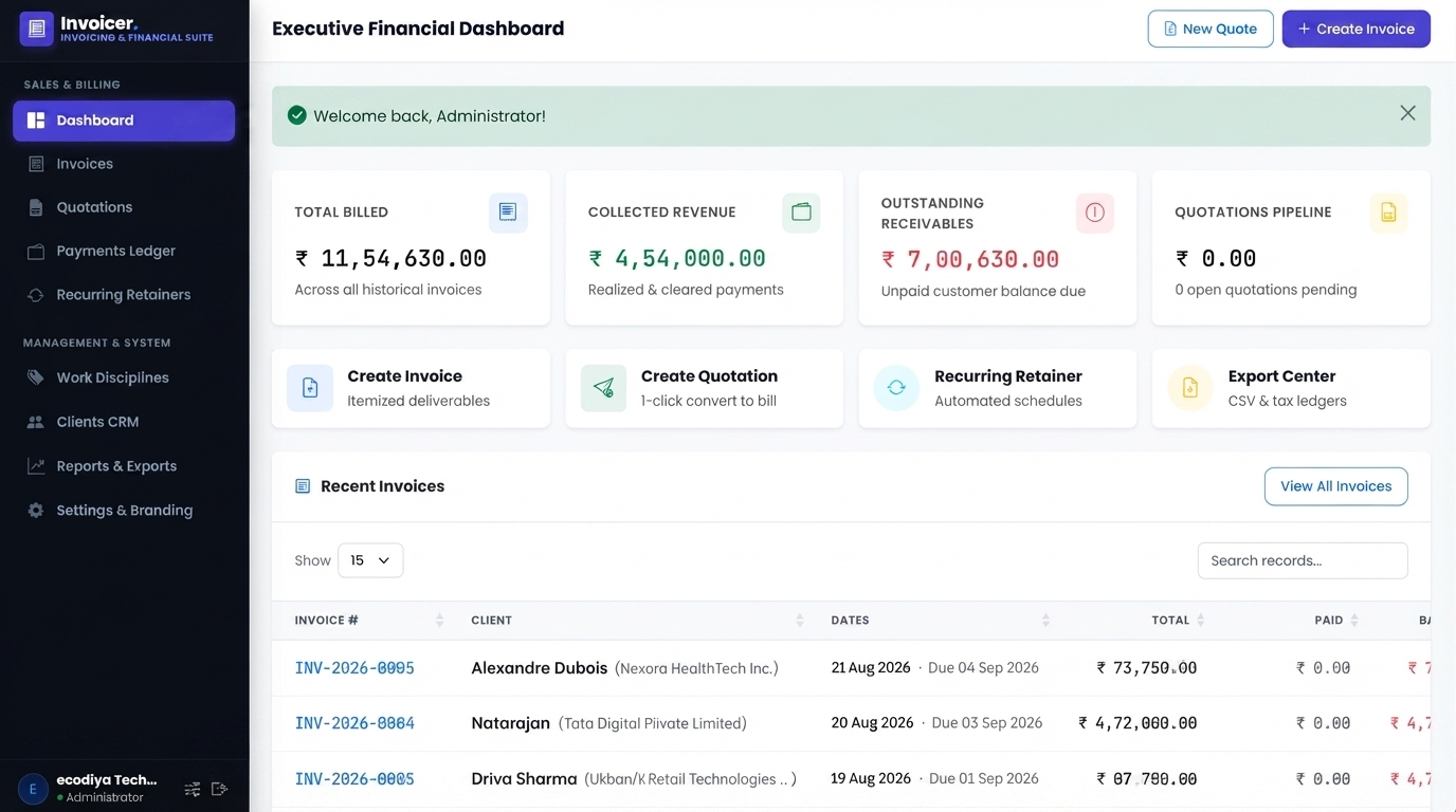 Invoicer - Modern Invoicing, Quotations & Financial CRM Suite